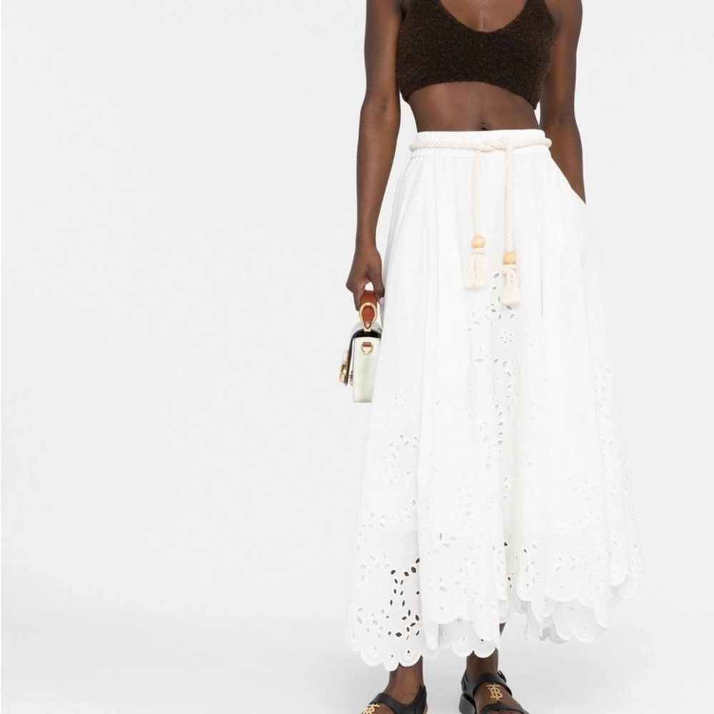 Zimmermann White Eyelet Maxi Skirt